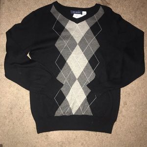 Boys black and gray argyle sweater size 7/8